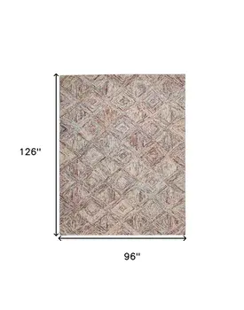 8' X 11' Ivory Red and Blue Wool Geometric Area Rug