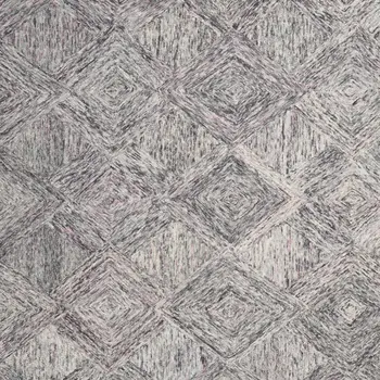 8' X 11' Ivory Black and Gray Wool Geometric Area Rug