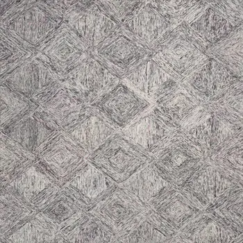 8' X 11' Ivory Black and Gray Wool Geometric Area Rug