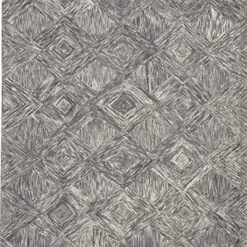 8' X 11' Charcoal and Ivory Wool Geometric Area Rug