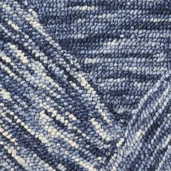 8' X 11' Denim Blue and Ivory Wool Geometric Area Rug