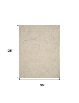 8' X 11' Ivory Tan and Gray Wool Geometric Area Rug