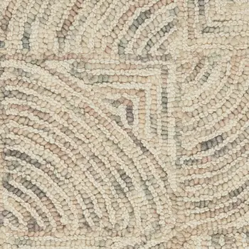 8' X 11' Ivory Tan and Gray Wool Geometric Area Rug