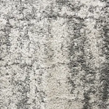8' X 10' Charcoal And Ivory Abstract Shag Distressed Area Rug
