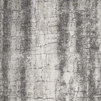 8' X 10' Charcoal And Ivory Abstract Shag Distressed Area Rug