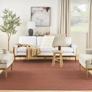 8' X 10' Brick Red Washable Area Rug