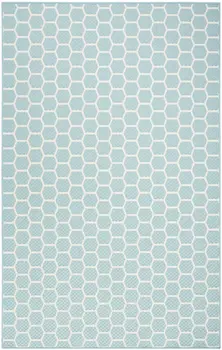 4' X 6' Aqua And Ivory Geometric Indoor Outdoor Area Rug