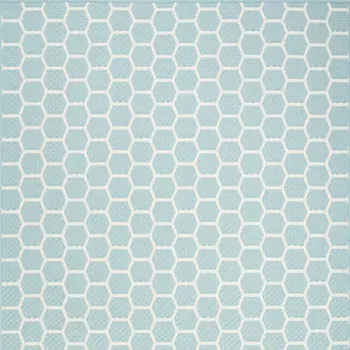 4' X 6' Aqua And Ivory Geometric Indoor Outdoor Area Rug