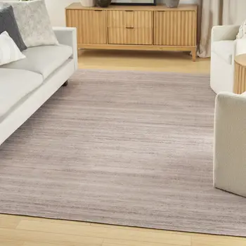 8' X 10' Ivory and Light Brown Washable Area Rug