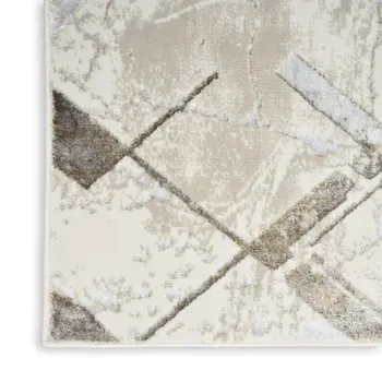 4' X 6' Ivory and Gray Abstract Non Skid Area Rug