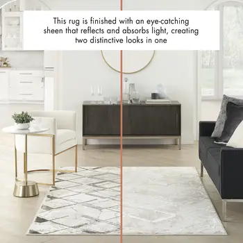 4' X 6' Ivory and Gray Abstract Non Skid Area Rug