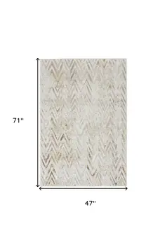 4' X 6' Ivory Black and Gray Chevron Distressed Non Skid Area Rug
