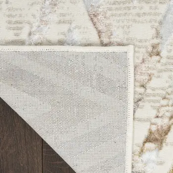 4' X 6' Ivory Black and Gray Chevron Distressed Non Skid Area Rug