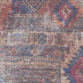 8' X 10' Ivory and Blue Medallion Distressed Non Skid Area Rug