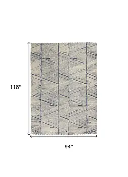 4' X 6' Blue and White Wool Abstract Area Rug