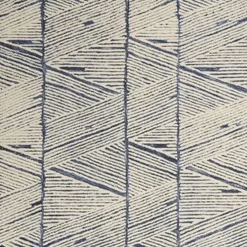 4' X 6' Blue and White Wool Abstract Area Rug