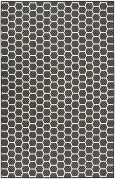 4' X 6' Black And Ivory Geometric Indoor Outdoor Area Rug
