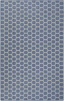 4' X 6' Blue And Ivory Geometric Indoor Outdoor Area Rug