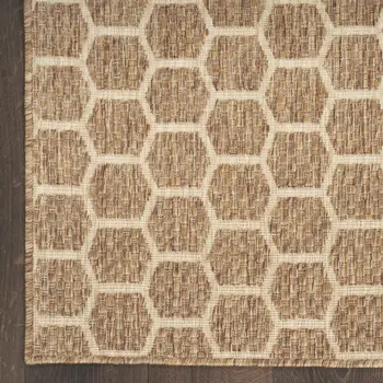 4' X 6' Natural And Beige Geometric Indoor Outdoor Area Rug