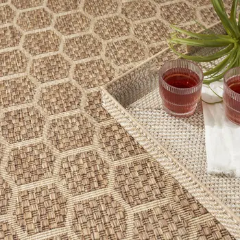 4' X 6' Natural And Beige Geometric Indoor Outdoor Area Rug