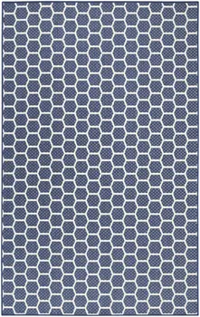 4' X 6' Navy Blue And Ivory Geometric Indoor Outdoor Area Rug