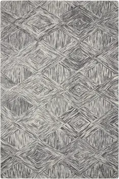5' X 8' Charcoal and Ivory Wool Geometric Area Rug