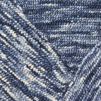 5' X 8' Ivory and Blue Wool Geometric Area Rug