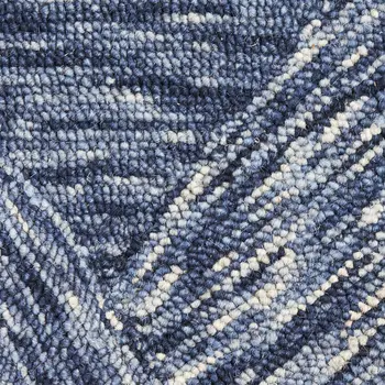 5' X 8' Ivory and Blue Wool Geometric Area Rug