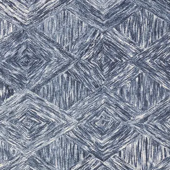 5' X 8' Denim Blue and Ivory Wool Geometric Area Rug
