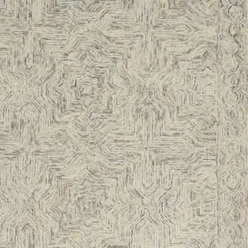 4' X 6' Ivory and Blue Wool Geometric Area Rug