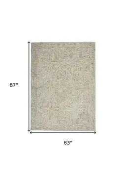 4' X 6' Ivory and Blue Wool Geometric Area Rug