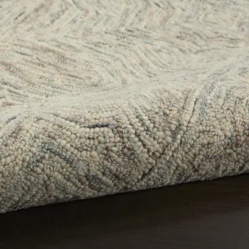 4' X 6' Ivory and Blue Wool Geometric Area Rug