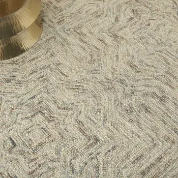 4' X 6' Ivory and Blue Wool Geometric Area Rug