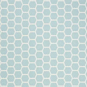 6' X 9' Aqua And Ivory Geometric Indoor Outdoor Area Rug