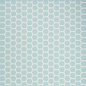 6' X 9' Aqua And Ivory Geometric Indoor Outdoor Area Rug