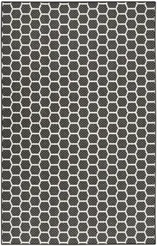 6' X 9' Black And Ivory Geometric Indoor Outdoor Area Rug