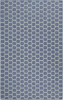 6' X 9' Blue And Ivory Geometric Indoor Outdoor Area Rug