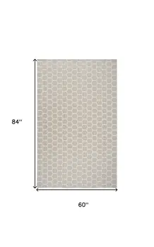 6' X 9' Gray And Ivory Geometric Indoor Outdoor Area Rug