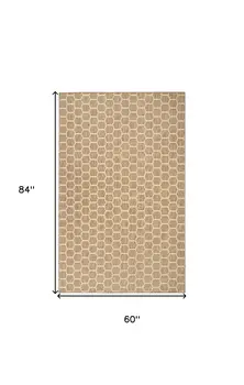 6' X 9' Natural And Beige Geometric Indoor Outdoor Area Rug