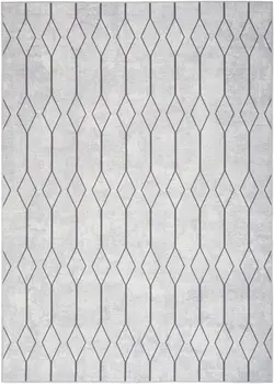 4' X 6' Ivory and Gray Geometric Power Loom Area Rug