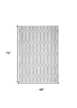 4' X 6' Ivory and Gray Geometric Power Loom Area Rug