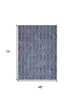 4' X 6' Blue And Ivory Geometric Area Rug