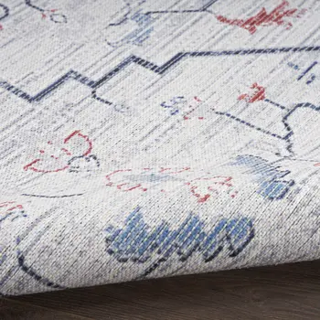 4' X 6' Ivory and Blue Floral Power Loom Area Rug
