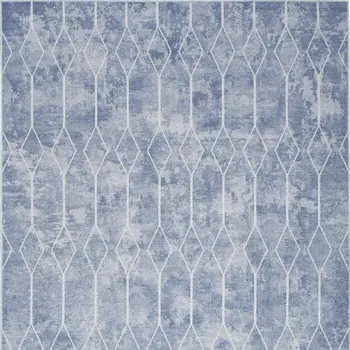 4' X 6' Blue and Ivory Geometric Power Loom Area Rug