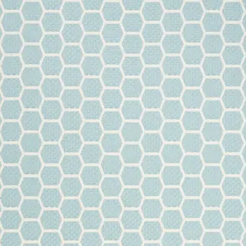 5' X 7' Aqua And Ivory Geometric Indoor Outdoor Area Rug