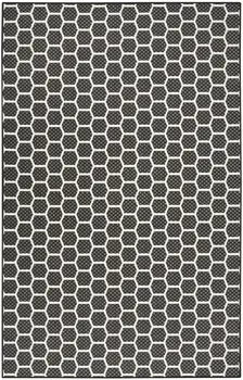5' X 7' Black And Ivory Geometric Indoor Outdoor Area Rug