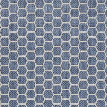 5' X 7' Blue And Ivory Geometric Indoor Outdoor Area Rug
