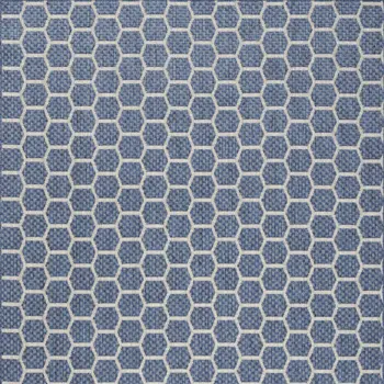 5' X 7' Blue And Ivory Geometric Indoor Outdoor Area Rug