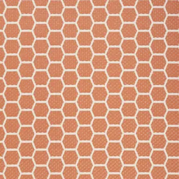 5' X 7' Coral And Ivory Geometric Indoor Outdoor Area Rug