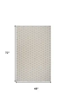 5' X 7' Gray And Ivory Geometric Indoor Outdoor Area Rug